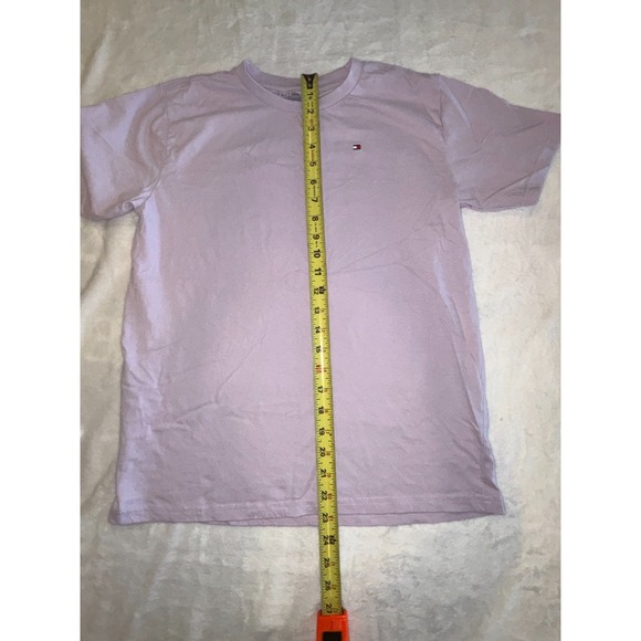 Tommy Hilfiger T Shirt Mens Large (16-18) Purple Embroidered Logo Cotton Slim Fi - Picture 5 of 7